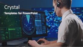  Presentation with air traffic control tower - Presentation theme having workplace-of-the-professional-air background and a ocean colored foreground