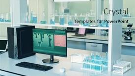  Presentation with tubes - PPT theme consisting of workplace-of-virologist-or-biotechnologist background and a light blue colored foreground