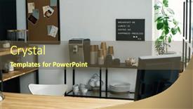  Presentation with waitress - Presentation design with workplace-of-waitress-or-clerk background and a tawny brown colored foreground