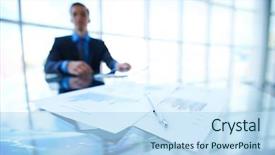  Presentation with workplace violence close up - Slide set enhanced with close-up of business documents background and a sky blue colored foreground