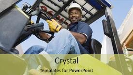  Presentation with forklift - Cool new presentation with workplace safety - low angle view backdrop and a yellow colored foreground