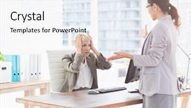  Presentation with workplace stress - Audience pleasing theme consisting of workplace stress - businesswoman giving orders at her backdrop and a  colored foreground