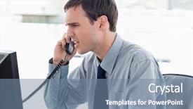  Presentation with worker - Slide deck enhanced with workplace stress - irritated office worker background and a  colored foreground