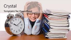  Presentation with employee - Audience pleasing presentation design consisting of workplace stress - office employee at work table backdrop and a  colored foreground