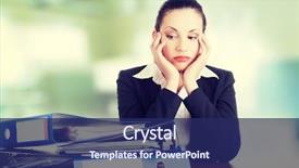  Presentation with tired - PPT theme having workplace stress - tired and exhousted business woman background and a navy blue colored foreground