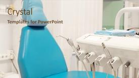  Presentation with equipment - Slide deck with workplace treat - equipment of a modern dental background and a sky blue colored foreground