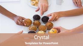  Presentation with office ergonomics man worker exercising - Colorful slides enhanced with workplace treat - hungry workers grabbing muffins backdrop and a  colored foreground