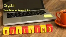  Presentation with workplace violence - Cool new presentation theme with workplace violence - bullying written on a wooden backdrop and a wine colored foreground