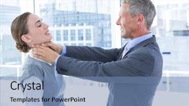  Presentation with workplace violence - Audience pleasing PPT theme consisting of workplace violence - businessman trying to smother his backdrop and a teal colored foreground