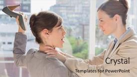 Presentation with workplace - Audience pleasing theme consisting of workplace violence - businesswomen having a violent fight backdrop and a mint green colored foreground
