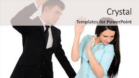  Presentation with workplace violence - Slides enhanced with workplace violence - isolated young business couple argue background and a lemonade colored foreground