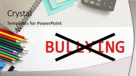  Presentation with workplace violence - Presentation design consisting of workplace violence - office stationery and crossed background and a mint green colored foreground