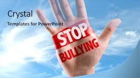  Presentation with workplace violence - Audience pleasing presentation theme consisting of workplace violence - open hand raised backdrop and a light blue colored foreground