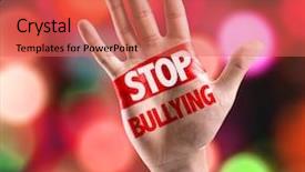  Presentation with workplace bullying - Slides consisting of workplace violence - open hand raised background and a coral colored foreground