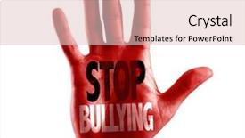  Presentation with workplace bullying - PPT theme having workplace violence - stop bullying written on hand background and a lemonade colored foreground