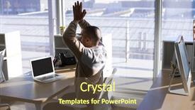  Presentation with executive - Amazing PPT layouts having workplace wellness - male executive doing yoga backdrop and a tawny brown colored foreground