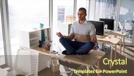  Presentation with executive - Theme consisting of workplace wellness - male executive doing yoga background and a tawny brown colored foreground