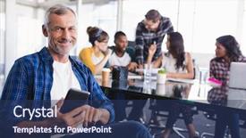  Presentation with creative - Audience pleasing PPT layouts consisting of workplace wellness - portrait of happy businessman using backdrop and a ocean colored foreground