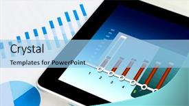  Presentation with digital pen - Beautiful slides featuring workplace with blank digital tablet paper pen and cup of coffee on work table above view shot backdrop and a light blue colored foreground