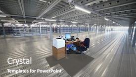  Presentation with diversity in the workplace - PPT theme enhanced with workplace with computer in warehouse background and a gray colored foreground