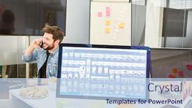  Presentation with monitor computer - Presentation consisting of workplace-with-computer-monitor background and a light blue colored foreground