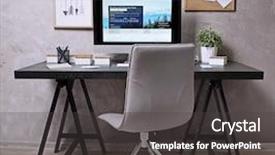 Presentation with computer room - Cool new theme with workplace with computer on table backdrop and a  colored foreground