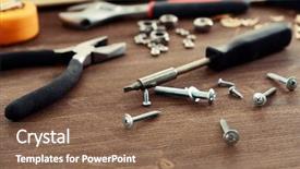  Presentation with construction tools - Slide deck with workplace-with-construction-tools-close background and a violet colored foreground