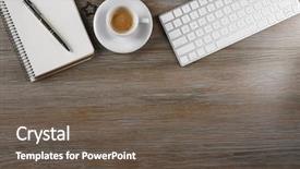  Presentation with coffee cup - Audience pleasing presentation theme consisting of workplace with cup of coffee backdrop and a tawny brown colored foreground