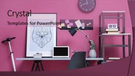  Presentation with workplace - Amazing theme having table in modern room backdrop and a coral colored foreground
