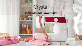  Presentation with sewing - Slide deck consisting of workplace with modern sewing machine background and a light gray colored foreground