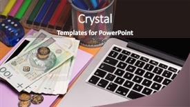  Presentation with cyber stalking computer laptop suffering - Slide deck consisting of workplace with money and laptop background and a wine colored foreground