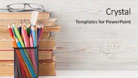  Presentation with home office - Colorful presentation theme enhanced with ruler science - home office workplace with stack backdrop and a light gray colored foreground