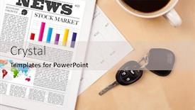  Presentation with news - Beautiful PPT theme featuring workplace with tablet pc showing latest news and a cup of coffee on a wooden work table close-up backdrop and a lemonade colored foreground