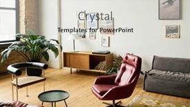  Presentation with green office - PPT theme consisting of workplace-with-two-armchairs-surrounding background and a light gray colored foreground