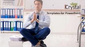  Presentation with office management - Presentation having workplacestress management - extremely busy employee working background and a soft green colored foreground