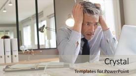  Presentation with office management - Presentation consisting of workplacestress management - stressed businessman working in contemporary background and a mint green colored foreground
