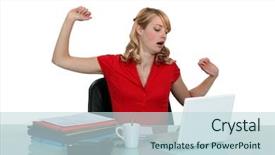  Presentation with tired - Amazing presentation design having workplacestress management - tired woman sitting backdrop and a lemonade colored foreground