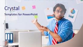  Presentation with financial - Presentation theme consisting of workplacestress management - young male financial manager working background and a sky blue colored foreground