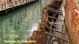  Presentation with canal - Colorful PPT theme enhanced with works-in-a-canal backdrop and a tawny brown colored foreground