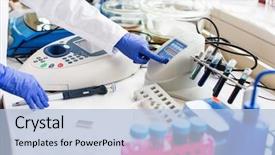  Presentation with modern color - Cool new presentation with works in modern chemistry biology backdrop and a light blue colored foreground