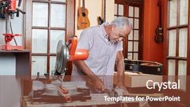  Presentation with man in suit guitar - Beautiful slide set featuring works with concentration in new backdrop and a  colored foreground