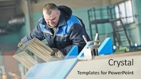  Presentation with sheet metal - Slide set consisting of works with detail at bend background and a soft green colored foreground