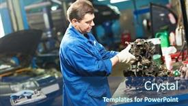  Presentation with mechanic car service repair maintenance - Amazing presentation design having works with engine or gearbox backdrop and a ocean colored foreground