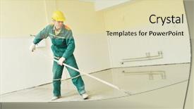  Presentation with cement industry - Beautiful presentation theme featuring works with self-levelling cement backdrop and a soft green colored foreground