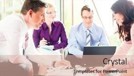  Presentation with business profit - Presentation design having people having meeting or workshop background and a lemonade colored foreground