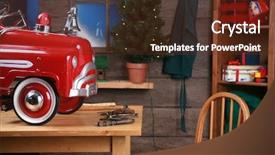  Presentation with north pole - Beautiful PPT theme featuring workshop in the north pole backdrop and a tawny brown colored foreground