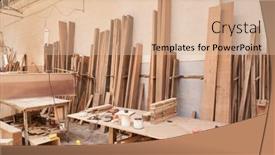  Presentation with wood joinery - PPT theme enhanced with workshop-of-a-joinery background and a coral colored foreground