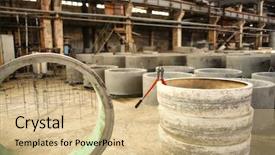  Presentation with well - PPT layouts consisting of well rings in workshop background and a coral colored foreground