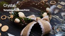  Presentation with top view of candles - PPT theme having workshop of wreath decor candle background and a  colored foreground