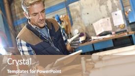  Presentation with manufacturing - Beautiful slide deck featuring workshop using digital tablet backdrop and a coral colored foreground